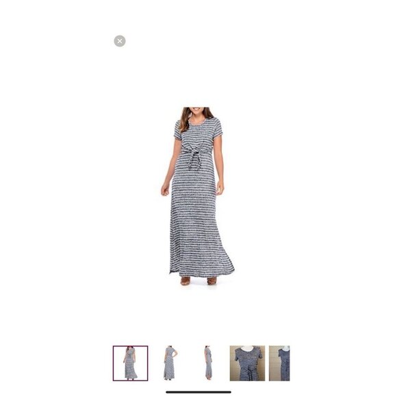 KAARI Blue Maxi Long Striped Dress Comfy Size S Revolve Knit Nautical stretch - Picture 8 of 9